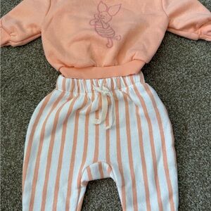 Peach Stripe Drawstring Kids Pants